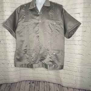 Gray Guayabera Men's Shirt Sz 44